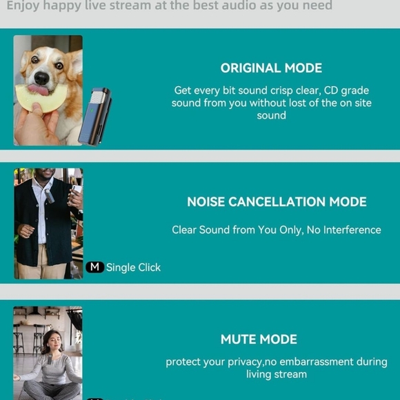 2 Pack Wireless Microphone for iPhone/Android USB C Lav Mic - Picture 7 of 7